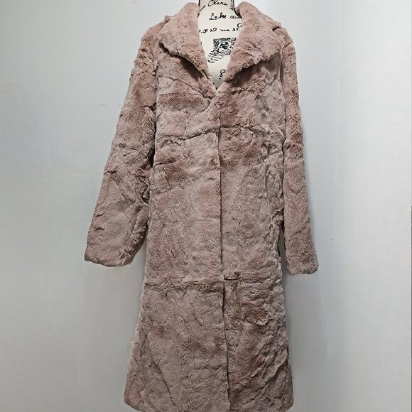 New Real Rex Rabbit Lapin Fur Jacket Coat Dusty Misty Pink Rose Quartz NoMinkFox - Picture 1 of 5